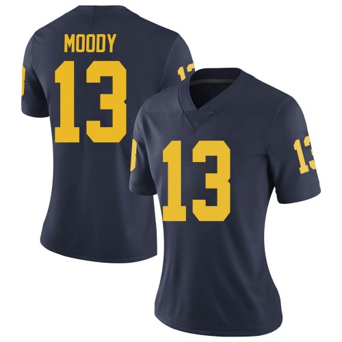 Jake Moody Michigan Wolverines Women's NCAA #13 Navy Limited Brand Jordan College Stitched Football Jersey DAV1354ME